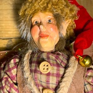 Hand-painted handmade Christmas Fairy elf doll